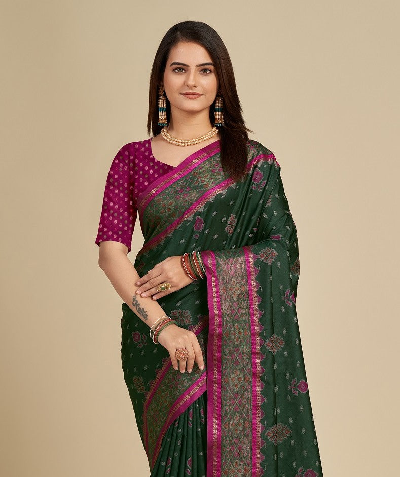 Women's Pure Patola Silk Zari Woven Patola Saree With Tassel Pallu & Blouse Piece - Wedding & Festive Wear Saree