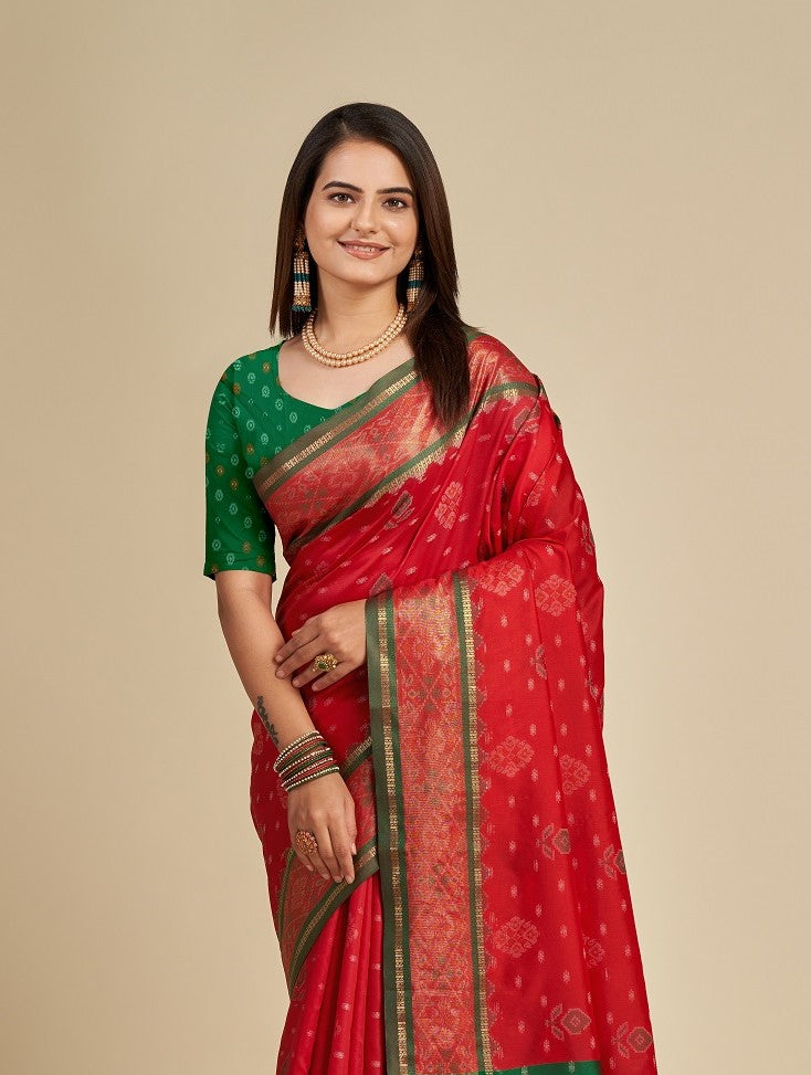 Women's Pure Patola Silk Zari Woven Patola Saree With Tassel Pallu & Blouse Piece - Wedding & Festive Wear Saree